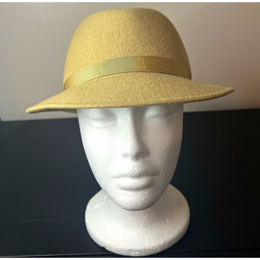 Vintage Marida Wool Fedora Hat Tan Pure New Wool Made in England UK 22”